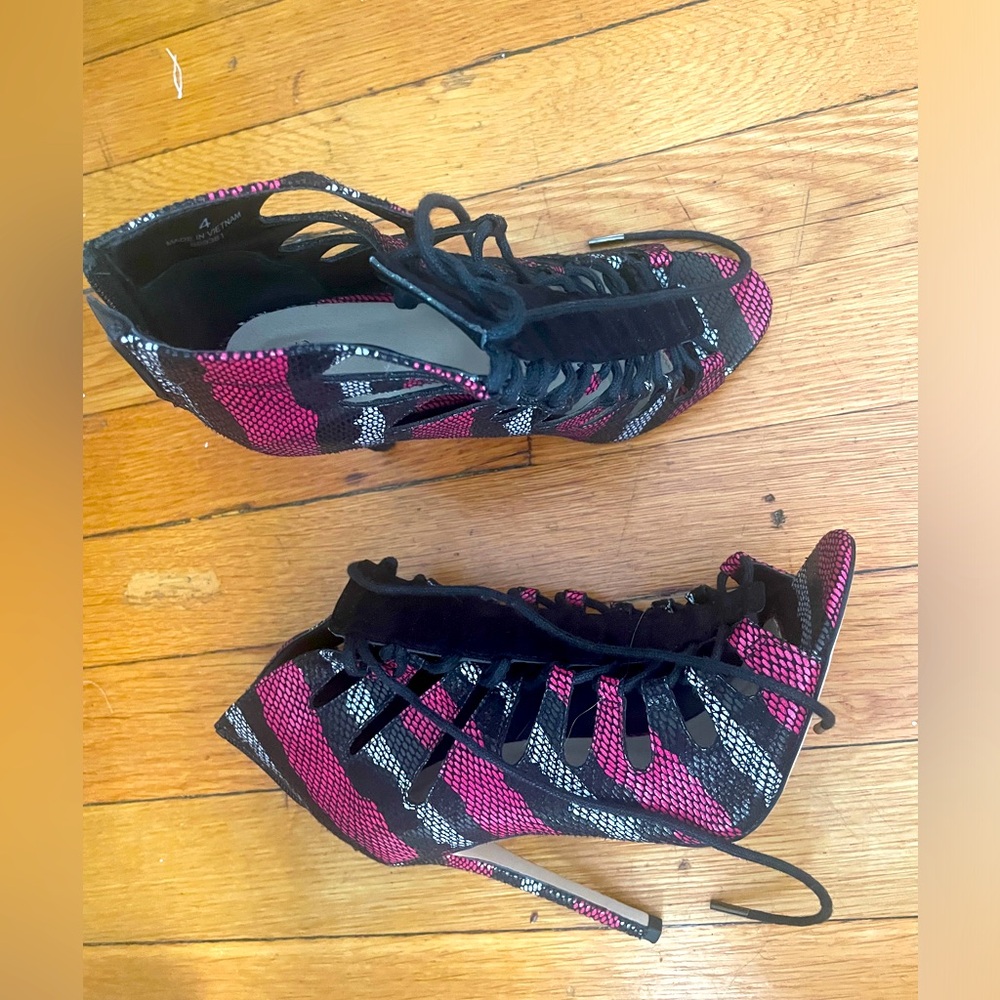 ASOS animal print lace up heels size 7